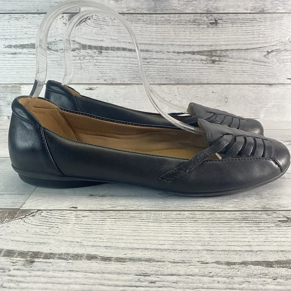 Clarks Gracelin Gemma Shoes Womens 9.5 Wide Black Leather Comfort Classic Flats